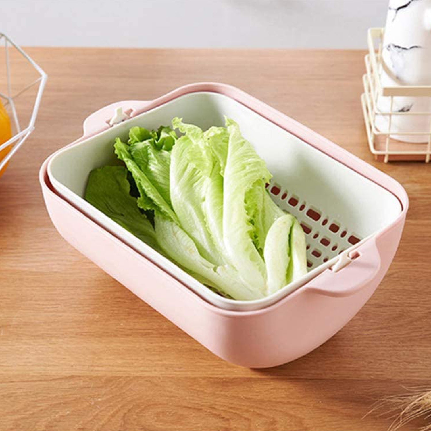 2717 Multifunctional BPA Free Double Layered Plastic Rotatable Strainer Bowl with Handles for Washing, Rinsing, Serving Vegetables & Fruits (Multicolor) 2717 Multifunctional BPA Free Double Layered Plastic Rotatable Strainer Bowl with Handles for Washing, Rinsing, Serving Vegetables & Fruits (Multicolor)